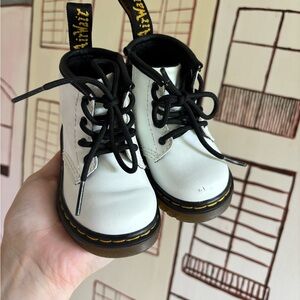 Kids Dr. Martens White & Black Boots